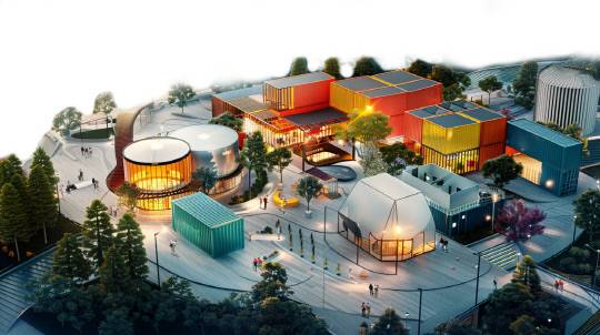 논산시가 체류형 관광사업의 중추적 역할이 될 '탑정호 복합문화 휴양단지 조성사업(리조트 개발사업)'의 민간투자 유치를 위한 우선협상대상자를 선정했다. 사진은 청년창업공간 조감도. 논산시 제공