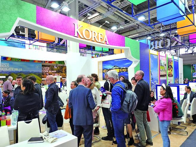 세계 최대 규모의 관광박람회인 ITB베를린 2024 한국관. 한국관광공사가 국내 여행 업체와 지자체 등 26개 업체와 함께 한국관을 꾸렸다.