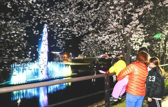의성군은 '제2회 남대천 벚꽃축제' 첫날인 이달 30일부터 오는 11월까지 남대천공원에 조성한 음악분수를 본격 운영한다. (의성군 제공)