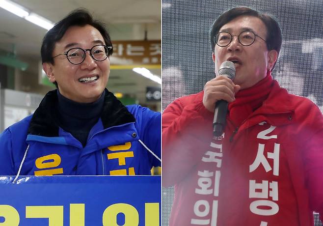 부산 북구 갑 더불어민주당 전재수 후보와 국민의힘 서병수 후보./뉴스1