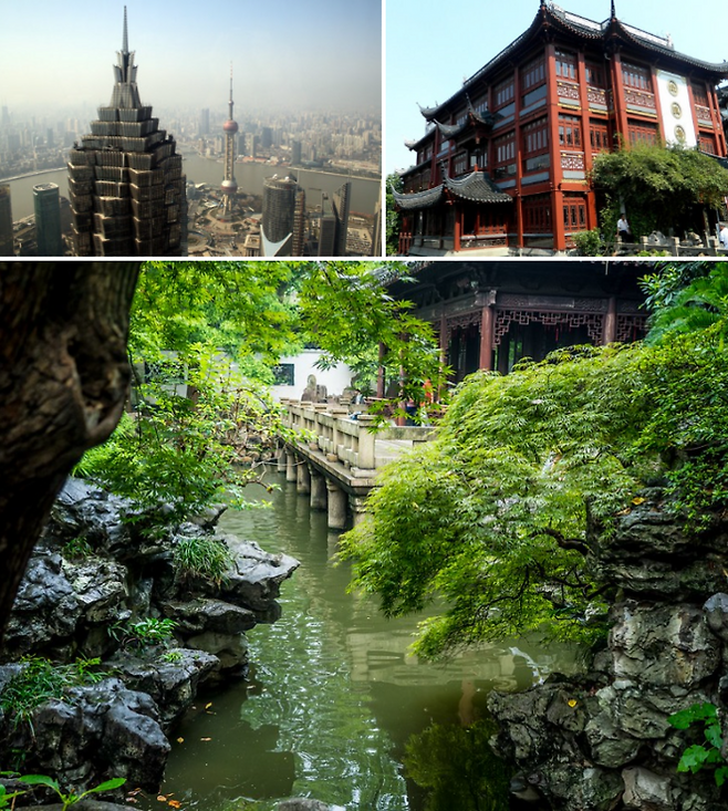 상하이 전경과 예원 식물원 / 사진=FLICKR