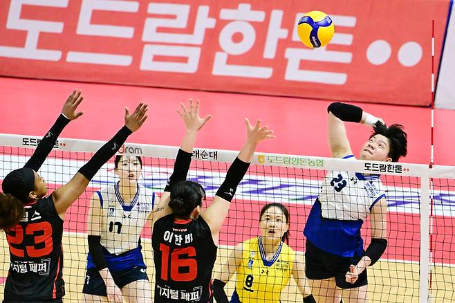 공격하는 현대건설 위파위. KOVO 제공