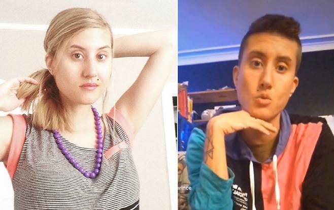 과거 여성일 때(왼쪽)와 현재 남성인 모습. 사진=데본 프라이스 인스타그램