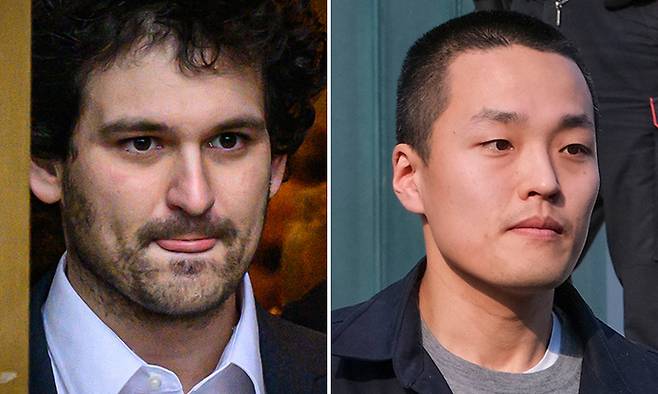 샘 뱅크먼프리드&nbsp;FTX&nbsp;창업자(왼쪽), 테라폼랩스 대표 권도형. AFP연합뉴스·AP뉴시스