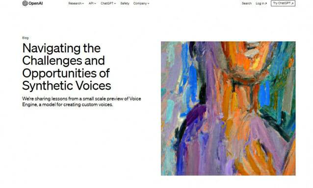 오픈AI가 음성을 복제할 수 있는 인공지능(AI) 모델을 공개했다. 현재 소수 테스터들만 해당 모델에 접근할 수 있다. (사진=오픈AI 홈페이지 캡처)