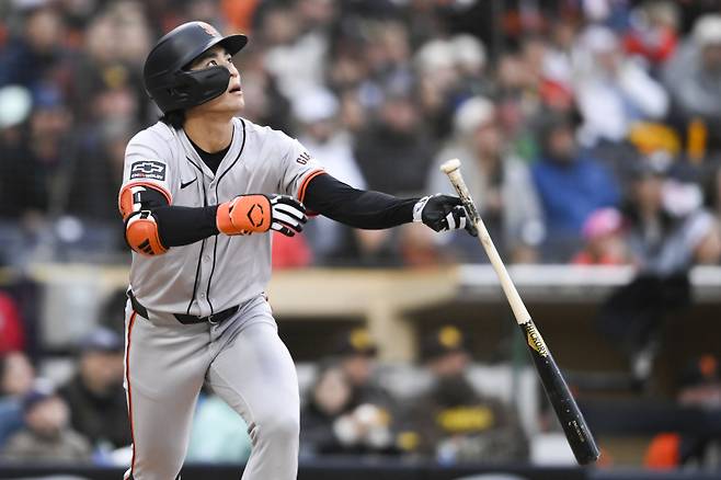 이정후가 MLB 1호 홈런을 때린 모습. 사진=AP 연합뉴스