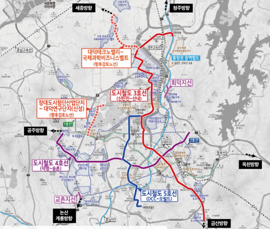 대전시-도시철도망 구축계획 노선(안)