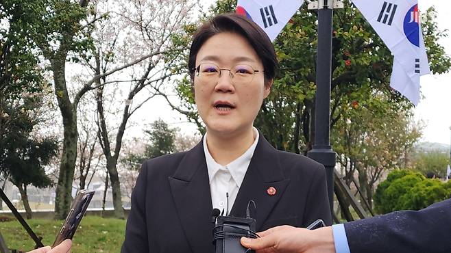 오늘(3일) 제주 4·3희생자 추념식에 참석한 진보당 윤희숙 상임대표 (사진, 정용기 기자)