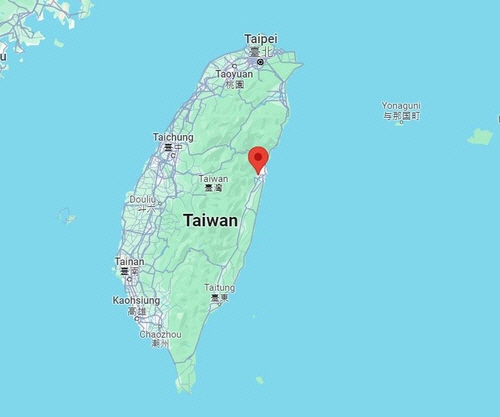 ▲ 3일 오전 규모 7.4의 지진이 발생한 대만의 지역./구글맵