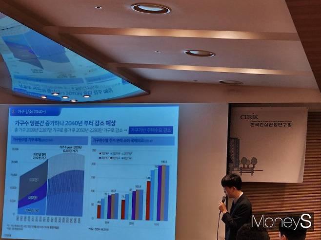한국건설산업연구원은 2일 열린 '주택공급 활성화와 부동산금융 시장 안정을 위한 정책 세미나'를 개최, '주택시장 구조변화에 대응한 선제적 제도 개편'이라는 주제로 발표를 진행했다. 사진은 김성환 한국건설산업연구원 부연구위원의 모습./사진=정영희 머니S 기자