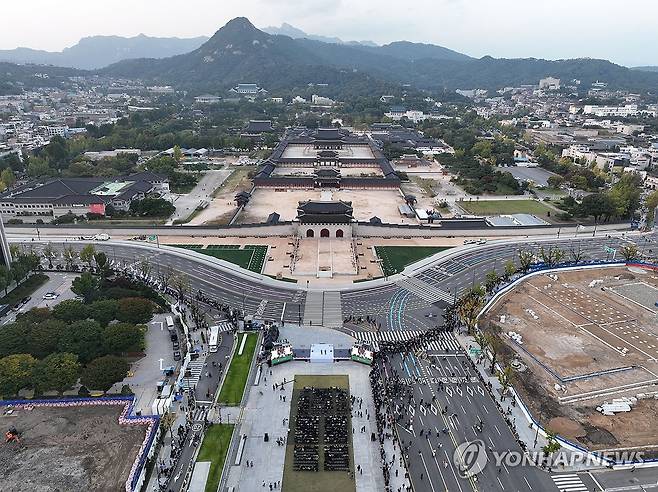 경복궁과 광화문 광장 모습(2023.10.15) [연합뉴스 자료사진]