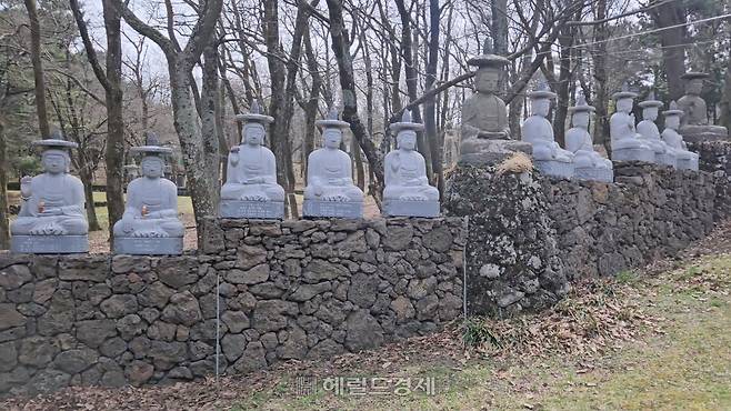 일주문~천왕문, 천왕문~대웅전가는 길 양옆으로 도열해 있는 갓을 쓴 불상들