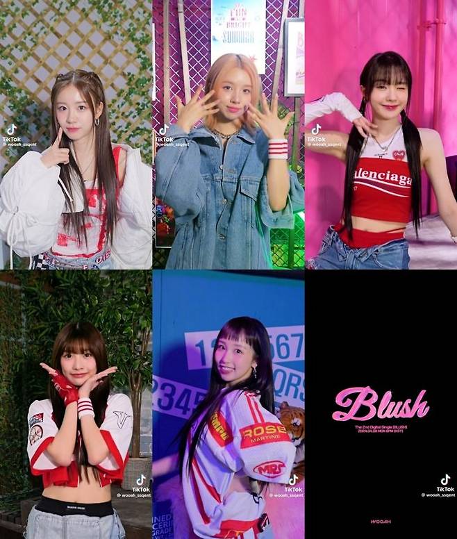 [서울=뉴시스]a[서울=뉴시스] 그룹 '우아!(woo!ah!)'는 지난 4일 오후 공식 틱톡(TikTok) 계정을 통해 두 번째 디지털 싱글 '블러시(BLUSH)'의 음원을 일부 공개했다. (사진=우아!(woo!ah!) 공식 틱톡 제공) 2024.04.05. photo@newsis.com *재판매 및 DB 금지