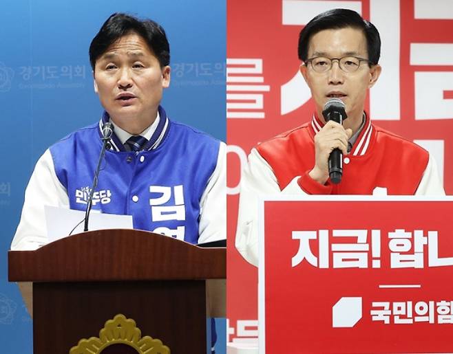 더불어민주당 수원병 김영진 후보·국민의힘 수원병 방문규 후보. 연합뉴스