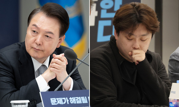 윤석열 대통령(왼쪽), 박단 대한전공의협의회(대전협) 비상대책위원장. 연합뉴스