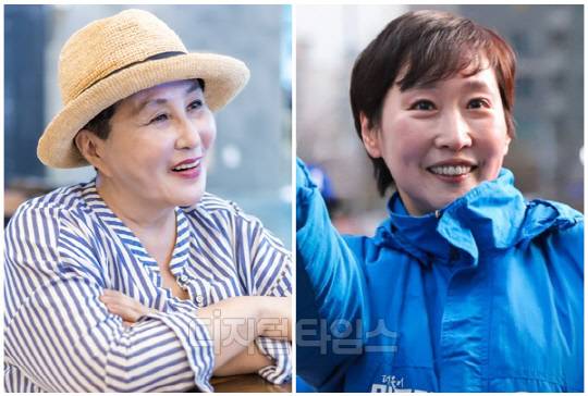 전여옥 전 국회의원(왼쪽)과 이지은 더불어민주당 서울 마포갑 후보. <디지털타임스 박동욱 기자, 디지털타임스 DB>