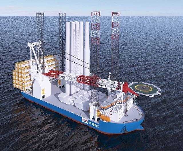대우조선해양이 건조한 대형 해상풍력발전기 설치선 'NG-16000X' 디자인 조감도. /한화오션