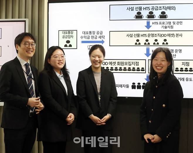 서울동부지방검찰청 사이버범죄수사부 소속 검사들이 이데일리와 인터뷰하고 있다. 왼쪽부터 홍동기 검사, 김마로 검사, 서지원 검사, 김영미 부장검사.(사진= 김태형기자)