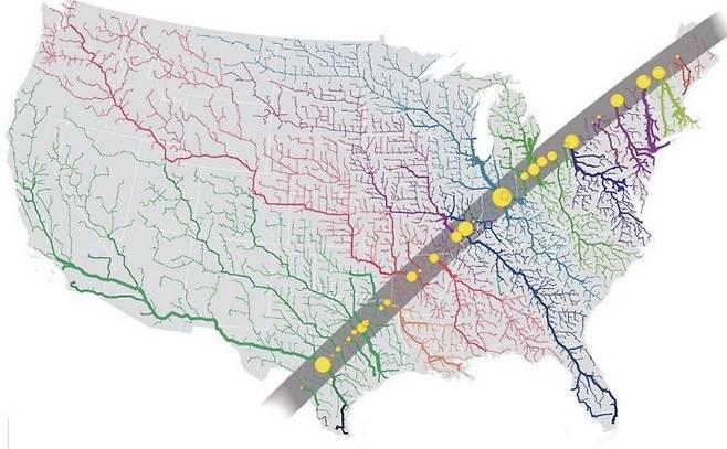미국 개기일식 이동경로