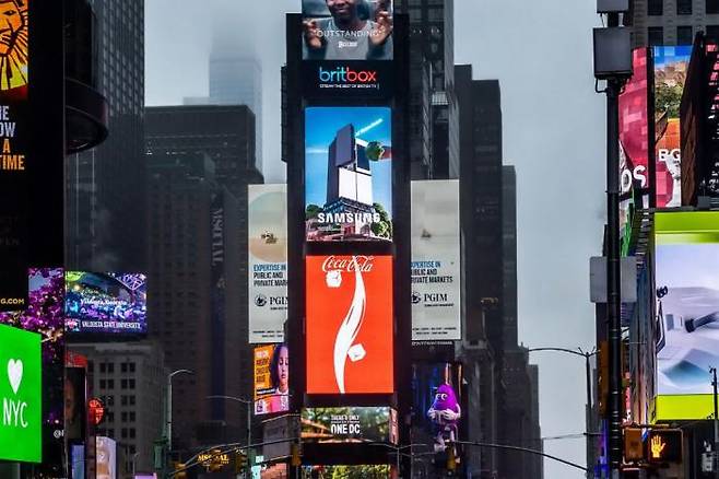 Samsung Electronics\' \'Bispoke AI Family Hub\' refrigerator billboard in Times Square, New York, USA. Courtesy of Samsung Electronics.