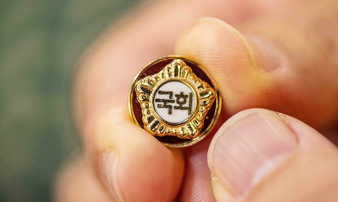제22대 국회의원들이 착용할 국회의원 배지 모습. 연합뉴스