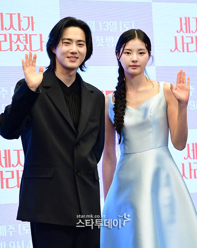 배우 수호(왼쪽)와 홍예지. <강영국 기자>