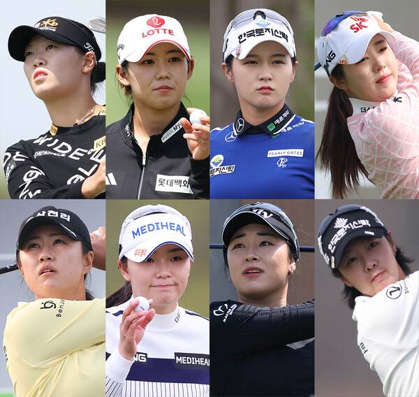 2024년 한국여자프로골프(KLPGA) 투어 메디힐·한국일보 챔피언십에 출전한 방신실, 황유민, 박현경, 김재희, 마다솜, 이다연, 윤이나, 박지영, 정윤지 프로. 사진제공=KLPGA