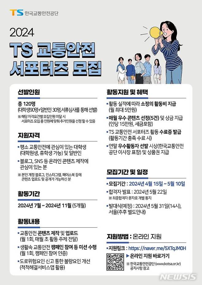 [서울=뉴시스] 2024 대학생 TS교통안전 서포터즈 모집 포스터.