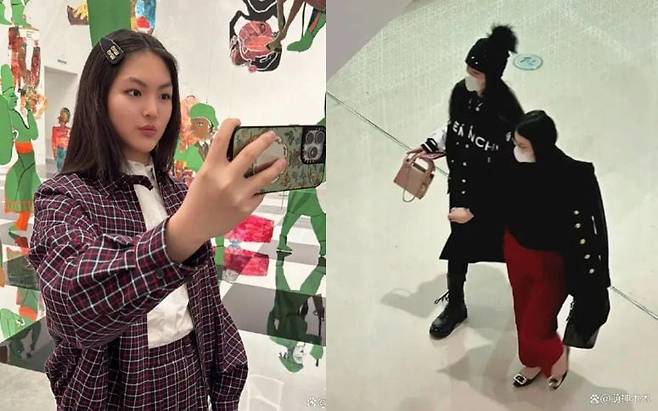 중국의 유명 TV 진행자 리 샹의 14세 딸 안젤라 왕실링이 고가의 디자이너 옷을 입고 있는 모습이 공개되면서 사회적 논란이 일고 있다. /도우인