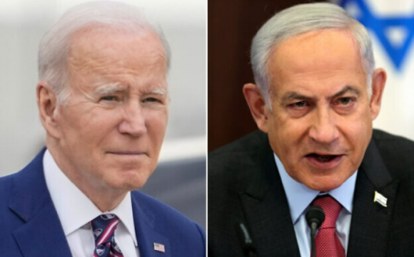 왼쪽 조 바이든 미국 대통령, 오른쪽 네타냐후 이스라엘 총리 자료사진