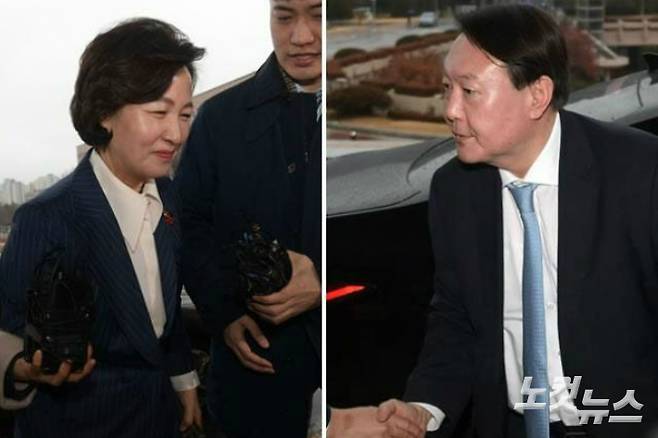 당시 추미애 법무부 장관(왼쪽)·윤석열 검찰총장(오른쪽)