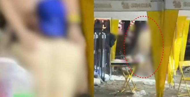 태국 송크란 축제에서 한국인 남성 2명이 음란행위를 하는 모습이 담긴 영상이 소셜미디어에 확산하고 있다./X