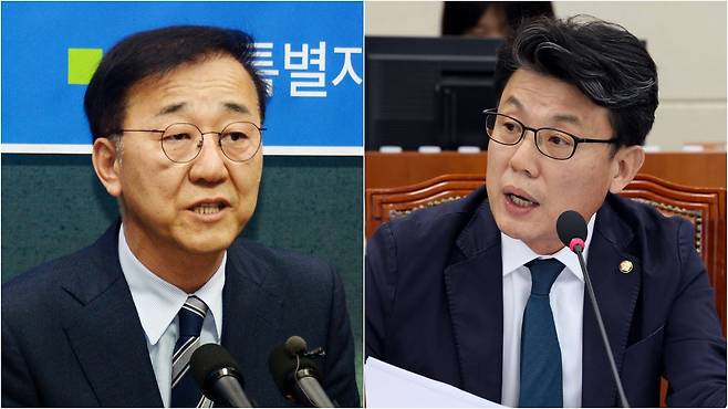 더불어민주당은 21일 사무총장에 김윤덕 의원(왼쪽), 정책위의장에 진성준 의원을 선임했다고 밝혔다.