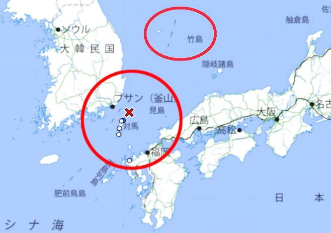 일본 기상청이 지도상에 독도를 '다케시마'로 표기했다. / 출처=서경덕 교수 제공