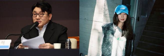 (왼쪽부터)하이브 방시혁 의장, 어도어 민희진 대표.