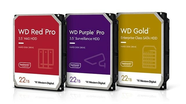 웨스턴디지털 22TB HDD 3종. (사진=웨스턴디지털)