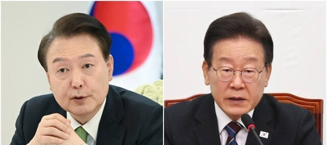 윤석열 대통령(왼쪽)과 더불어민주당 이재명 대표. 연합뉴스