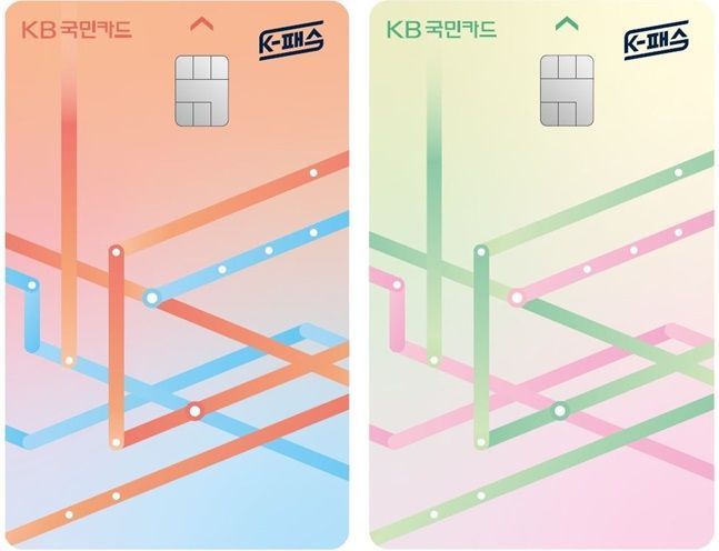 KB국민 K-패스카드 신용카드(왼쪽), 체크카드(오른쪽) 플레이트 이미지. ⓒKB국민카드