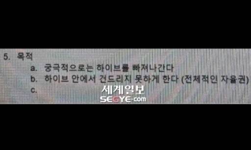 하이브가 발견한 어도어의 문서 내용.