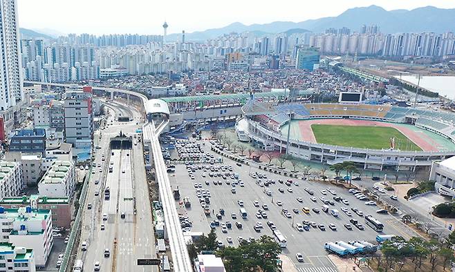 경남 양산까지 연장하는 부산도시철도 양산선 공사현장
