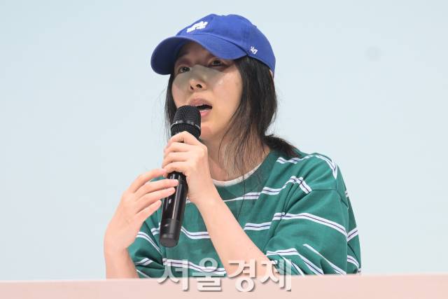 하이브 산하 레이블 어도어 민희진 대표가 25일 오후 서울 강남구 한국컨퍼런스센터에서 진행된 긴급 기자회견에 참석했다. 김규빈 기자 2024.04.25