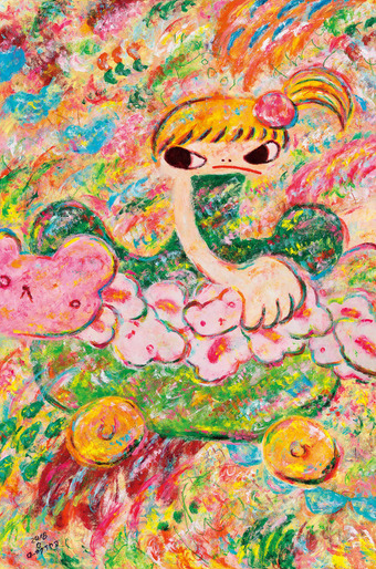 Lot. 62, 아야코 록카쿠, 1982 - , Japanese, [Untitled], acrylic on canvas, 150×100cm, 2018. 서울옥션 제공.