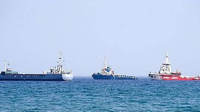 가자지구 구호품 전달을 위해 출항하는 선박들 [연합뉴스 제공]
