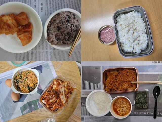 홍익대학교 경비노동자들의 점심 도시락. 공공운수노조 서울지역공공서비스지부 제공