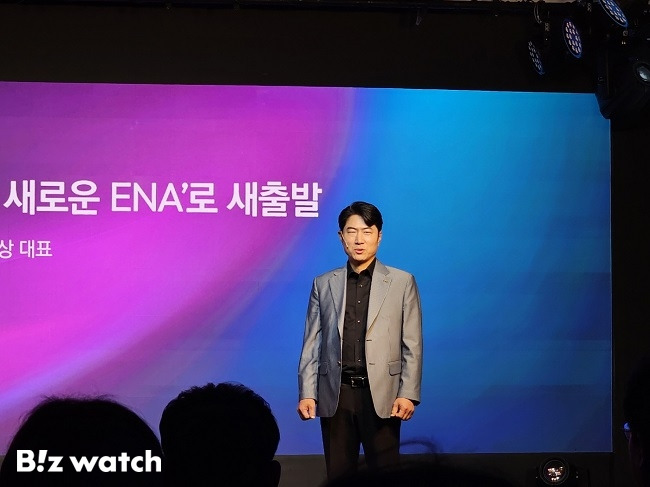 김호상 skyTV 대표가 29일 열린 미디어 데이에서 사업 계획을 발표하고 있다./사진=김동훈 기자