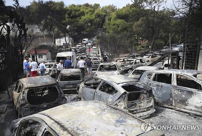 2018년 마티 산불 참사 화재 당시의 모습 [AP 연합뉴스 자료사진. 재판매 및 DB 금지]