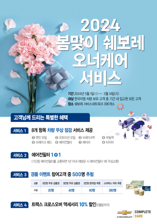 “에어컨 필터 1+1”…한국지엠, 봄맞이 쉐보레 오너케어 캠페인 [사진제공=한국지엠]