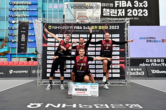 2023년 열린 FIBA 3x3 홍천 챌린저에서 우승한 리투아니아 팀 세리머니. NH농협은행 제공