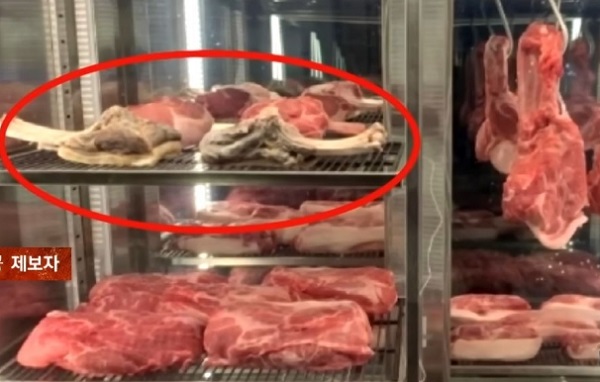 "제주 유명 식당에서 상한 고기를 팔기도 했다"며 전 직원이 공개한 사진. JTBC '사건반장' 보도화면 캡처