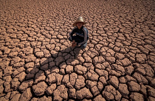 전세계적으로 돌발가뭄으로 인한 피해 사례가 늘고 있다. 사진은 40년만에 최악의 가뭄을 겪은 모로코의 알마시라 댐이 쩍쩍 갈라진 바닥을 드러낸 가운데 한 소년이 앉아 있는 모습.  AFP연합뉴스